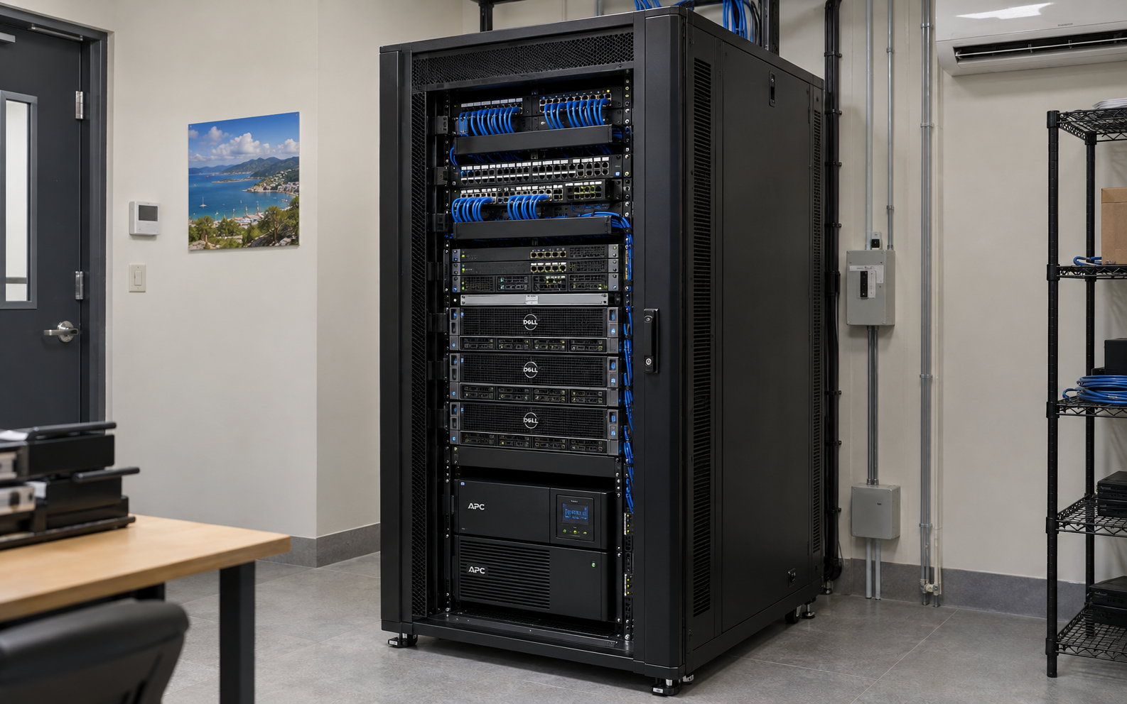 Professional Dell PowerEdge and APC server network rack