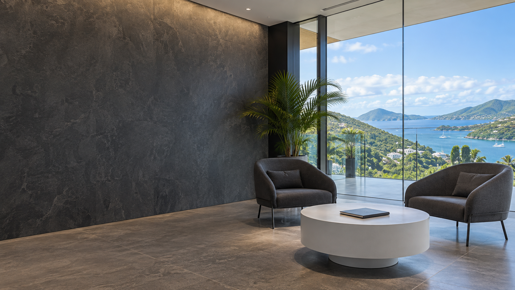 Contemporary corporate reception with a Caribbean outlook