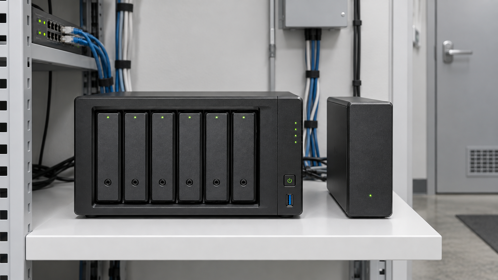 Network-attached backup storage with an external drive