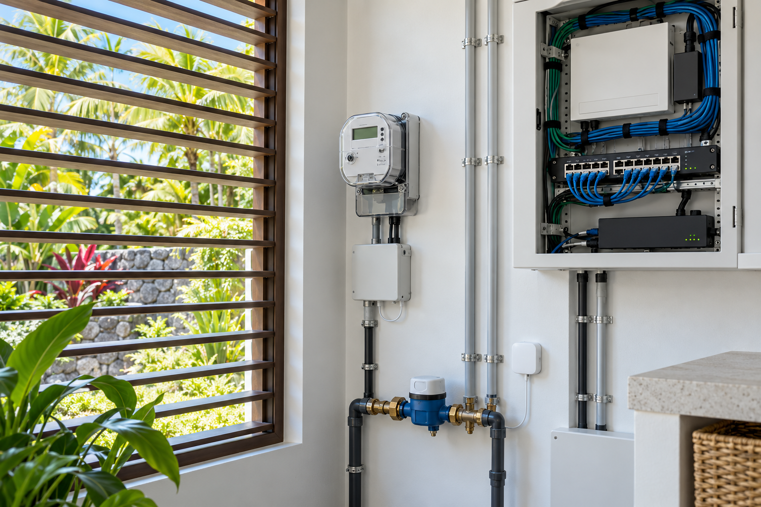 Illustrative connected property network and monitoring installation